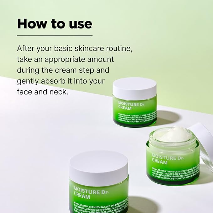 ISOI Moisture Dr. Soothing Cream, Deep Hydration & Barrier Support with Hyaluronic Acid, Lightweight Moisturizer for Sensitive Types, Korean Skin Care (2.37 fl.oz, 70ml)