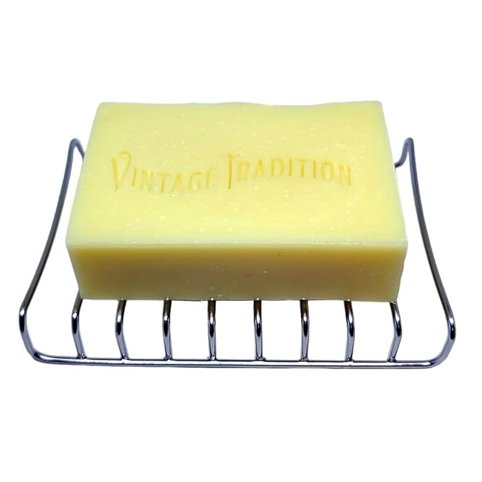 Vintage Tradition Unscented Tallow Balm Soap Bundle with Stainless Steel Holder - Natural Moisturizing Bar for Calming and Deep Hydration - Organic Tallow Soap for All Skin Types