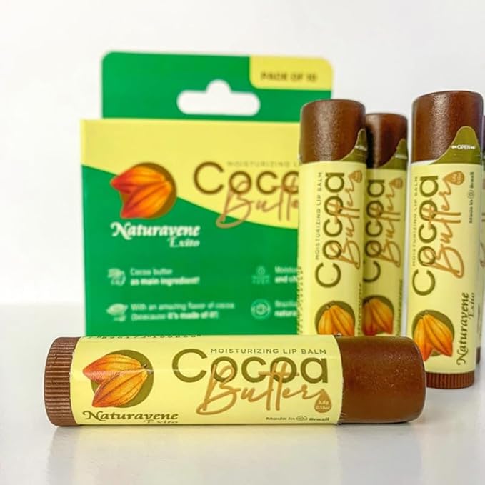 Moisturizing Lip Balm Cocoa Butter Box of 6, Moisturizing Hydrated Lips, Light Yellow, 0.13 Fl Oz, 1