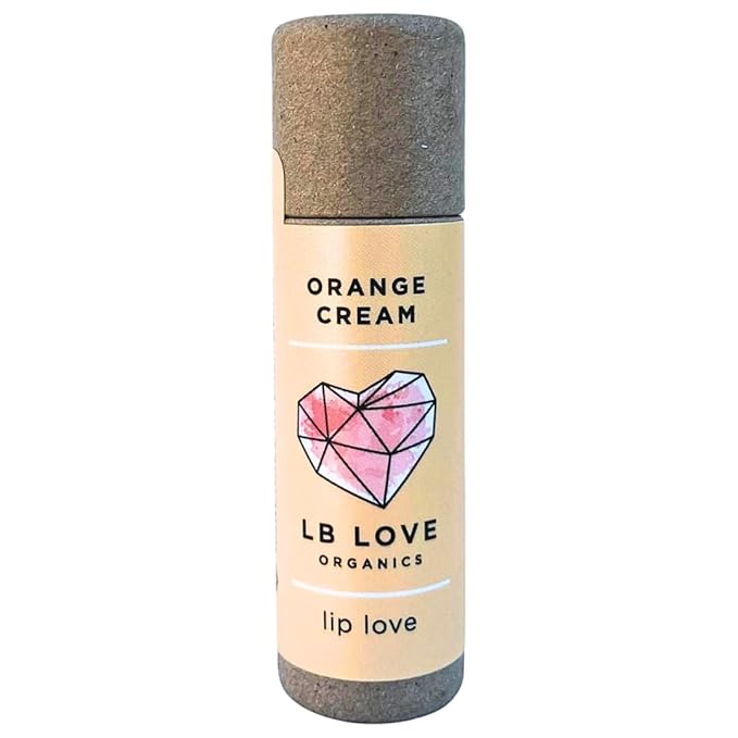 Plastic Free Lip Love | Jumbo Organic Lip Balm | Organic Beeswax and Plant Based | Zero Waste Natural Lip Balm (Orange Cream)