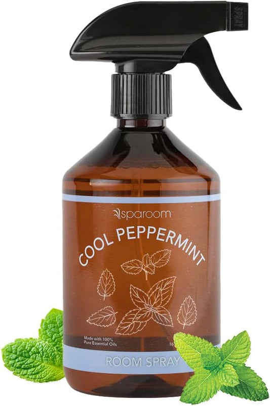 Sparoom Cool Peppermint Air Freshener&Linen Spray Essential Oil Infused an Minty&Crisp Refreshing Fragrance. Therapeutic Grade Aromatherapy, Non-Aerosol and Long-Lasting Invigoration Scent, 16.9 fl oz