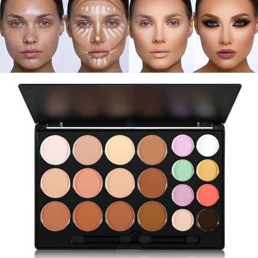 Cream Contour Concealer Makeup Palette Kit, DE’LANCI Face Contour Cream Foundation,Full Coverage Concealer Palette,Natural Brightening Contouring Highlight Makeup Pallet for Oily Skin Dark Circles