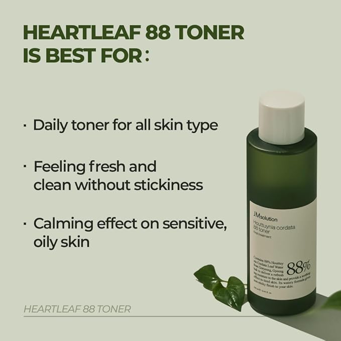 JMsolution Heartleaf 88 Toner - 88% Heart Leaf Water, Hydration and Soothing, Pore Care, Non-Sticky, Multi-Layer Absorption