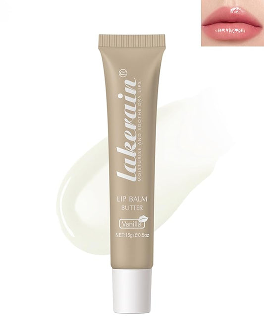 Lip Butter Balm Vanilla,Hydrating Tinted Butter Lip Gloss,Clear Lip Mask Lip Care Moisturizer,Glossier Lip Treatment Balm,Non-Sticky Jelly Glow Reviver Fat Lip Oil Lipgloss,Makeup Gift for Women-01