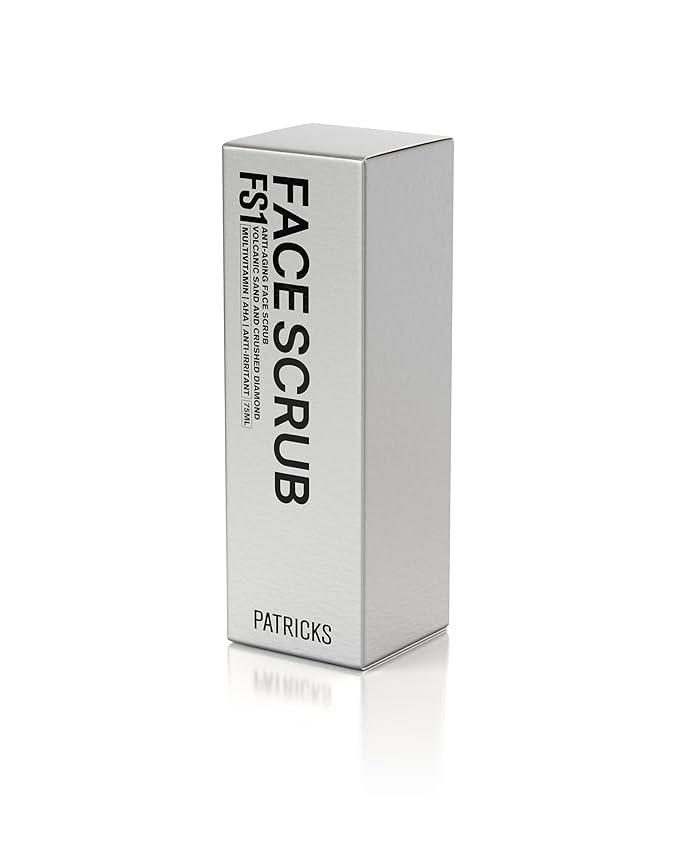 PATRICKS FS1 | Exfoliating Facial Scrub | Skin Care for Men | Anti-Aging Face Exfoliator | Helps to Reduce Ingrown Hair & Dead Skin | Travel Friendly | Made w/Diamond & Volcanic Sand Particles | 75g