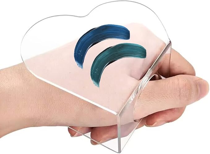 3Pcs Clear Handheld Acrylic Palette Heart Shaped Acrylic Nail Color Palette Handheld Makeup Mixing Palette Foundation Mixing Tray Cosmetic Palette for Lipstick Eyeshadow Foundation Color Blending