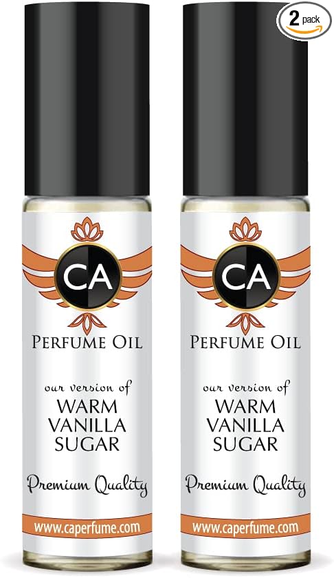 CA Perfume Impression of Emra Warm Vanilla Sugar For Women Replica Fragrance Body Oil Dupes Alcohol-Free Essential Aromatherapy Sample Travel Size Concentrated Long Lasting Roll-On 0.3 Fl Oz-X2