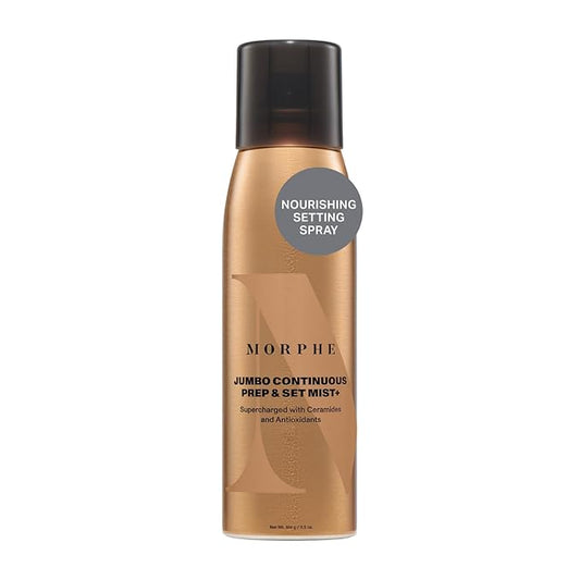 Morphe Jumbo Continuous Prep & Set Face Mist - Hydrating Setting Spray for Makeup & Skin Prep - Enriched with Ceramides and Antioxidants for a Radiant Finish (6.5 oz)