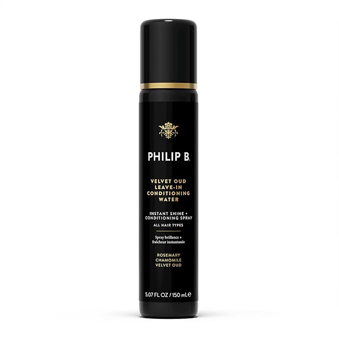 PHILIP B. Velvet Oud Leave-in Conditioning Water, 5.07 Fl. Oz. (150 ml) - Instant Shine and Conditioning Spray With Rosemary and Chamomile