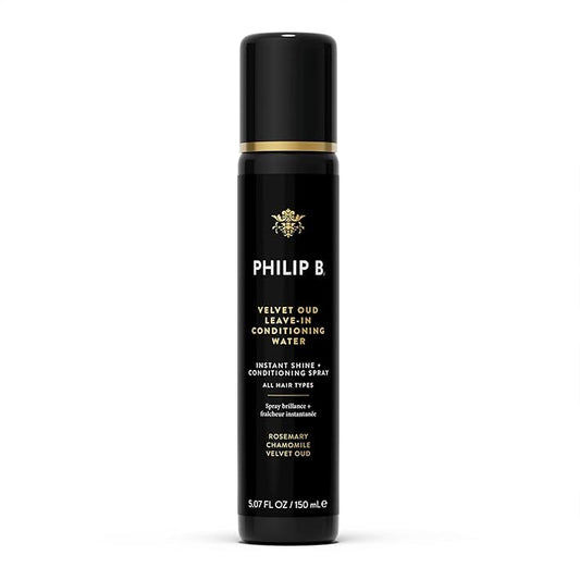PHILIP B. Velvet Oud Leave-in Conditioning Water, 5.07 Fl. Oz. (150 ml) - Instant Shine and Conditioning Spray With Rosemary and Chamomile