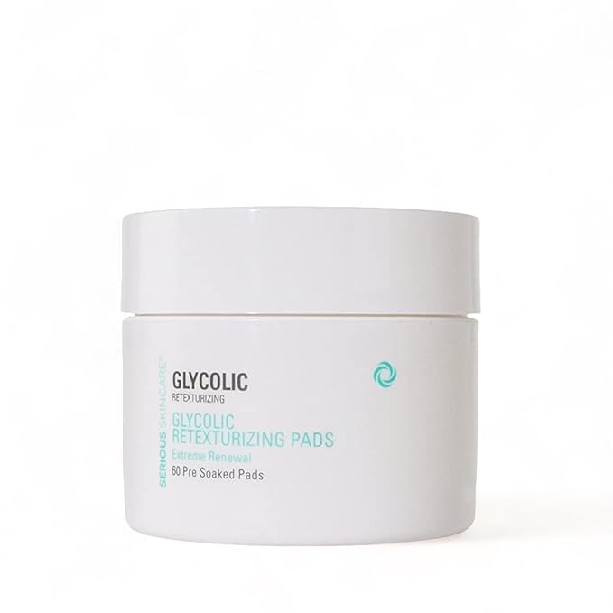 Serious Skincare - Glycolic Resurfacing Daily Exfoliating Face Pads, AHA Skin Treatment for Smoother, Glowing Skin, Reduces Blackheads - 60 Count