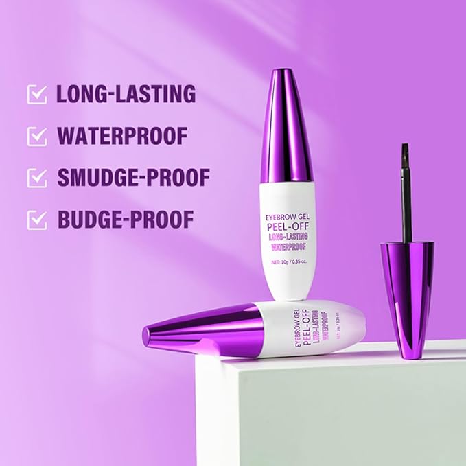 2Pcs Peel Off Eyebrow Tint Gel - Waterproof & Sweatproof All-Day Wear, Transfer-Resistant Tattoo Effect, All Skin Types + Mother’s Day Gift Set, 04#Gray Brown
