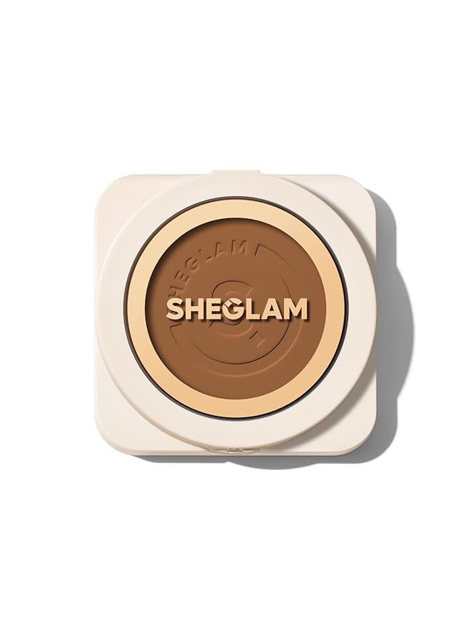 SHEGLAM SKin-Focus Full Coverage Powder Foundation Oil-Control Lightweight Face Pressed Powder Makeup-Earth