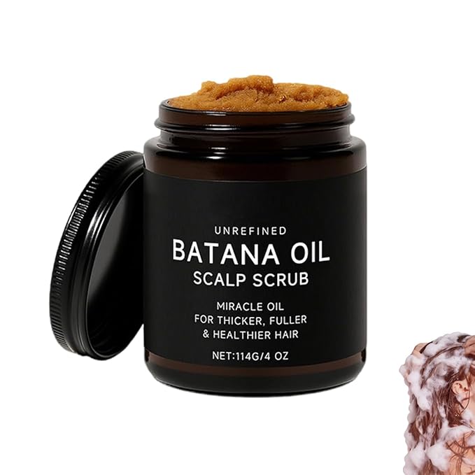 Exfoliating Scalp Scrub With Batana Oil, Deep Cleansing Exfoliator for Oily Scalp & Dandruff Relief, Gentle Scalp Care for Men & Women(4Oz/Pcs) (1Pcs)