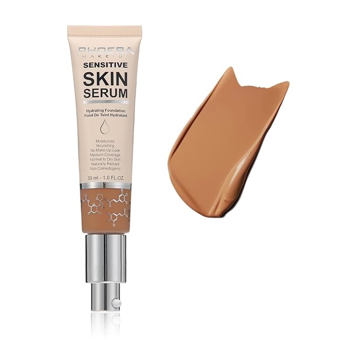 PHOERA Essence Foundation,Hydrating Waterproof and Light Long Lasting Hypoallergenic Full Coverage Foundation Serum. (N05 Tan)