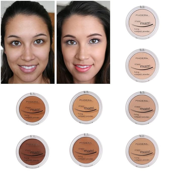 2 Pack Matte Face Powder, Control Oil Brighten Skin Color Cover Blemish Makeup Face Setting Setting Powder Foundation。205# Golden Beig