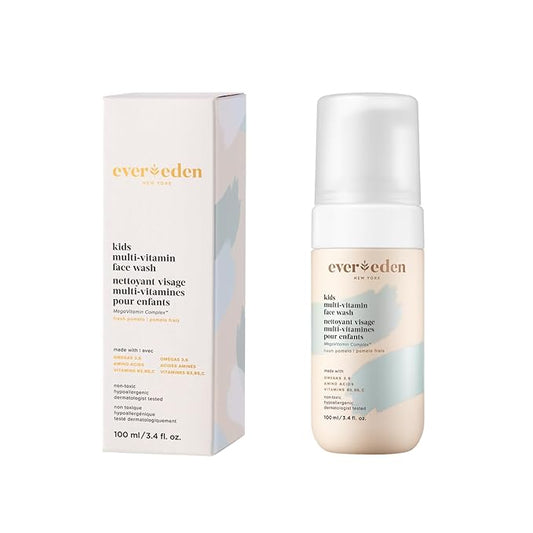 Evereden Kids Face Wash - 3.4 fl oz, Gentle Skin Care, Fresh Pomelo Scent, Gentle Foaming Cleanser, Non-Toxic and Hypoallergenic