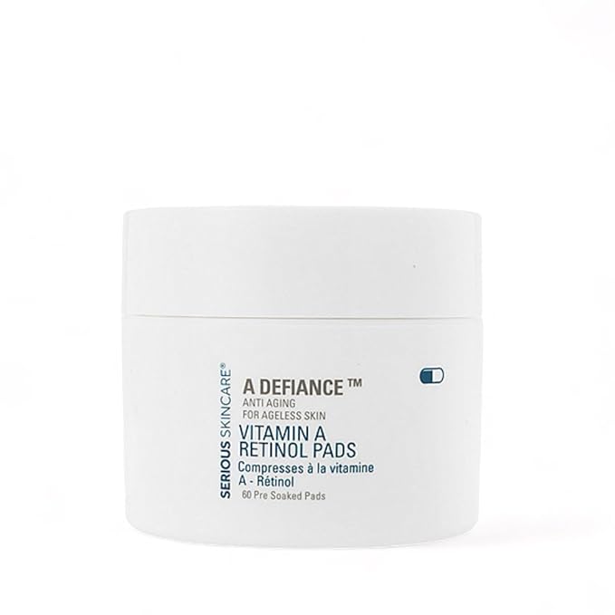 Retinol Vitamin A Resurfacing Pads for Daily Facial Treatment - Niacinamide & Witch Hazel - Exfoliates Skin & Pores - Reduces Fine Lines and Wrinkles - Serious Skincare - 60 Pre-Moistened Disc