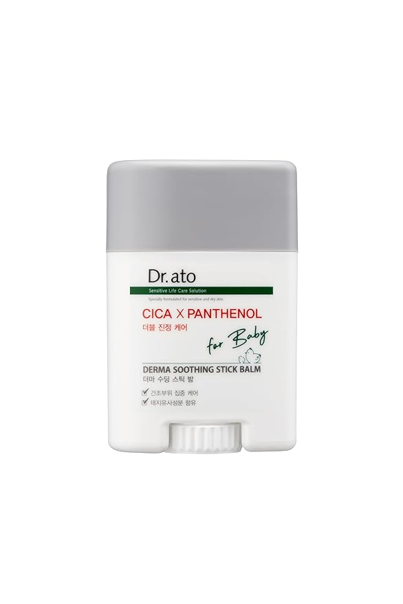 Dr. ato Healing Serum Stick for Dry Face Skin, Chapped Lips, Neck, Elbows, and Knees, Fragrance-Free, Derma Moisturizer Stick with Shea Butter (0.62 Oz)