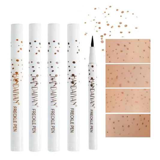 AKARY 4 Colors Freckle Pen Professional Lifelike Face Concealer Point Out Natural Waterproof Longlasting Soft Artificial Freckles Fine Makeup Freckle Pen Life Face Decoration (01+02+03+04)