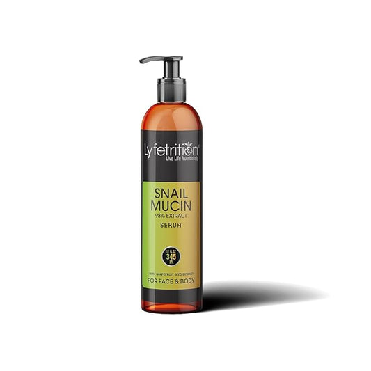 Snail Mucin 98% Power Repairing Serum with Hyaluronic Acid & Aloe Vera, Skin Repair Serum, Moisturizing Serum Essence for Soothing, Reducing Fine Lines Deep Nourishing (12 Fl Oz)