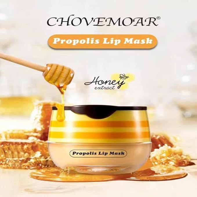 2PCS Honey Balm & Strawberry Lip Balm, Honey Lip Balm, Lip Masks for Dry and Cracked Lips with Brush, Lip Exfoliator & Moisturizer, Reduces Lips Lines & Lightens Lips, Anti-Wrinkle, Aging