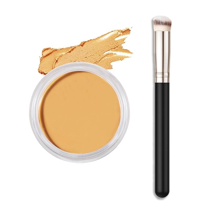 Kaely Cream Pot Concealer Full Coverage Set,Conceal Brighten Dark Circles,under Eye Brightener Color Correcting Concealer,Waterproof Foundation Palette with Brush,corrector de ojeras,Vegan Makeup,05