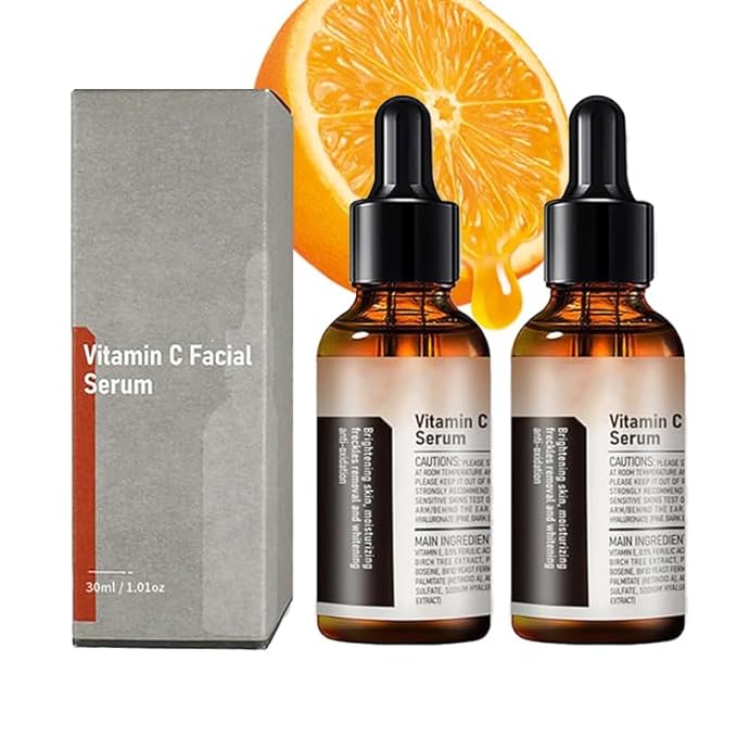 Vitamin C Serum For Face, Anti Aging Face Serum with Vitamin C, Hyaluronic Acid, Vitamin E – Brightening Formula – Improve Appearance of Dark Spots, Tone, Fine Lines & Wrinkles (2Pcs)