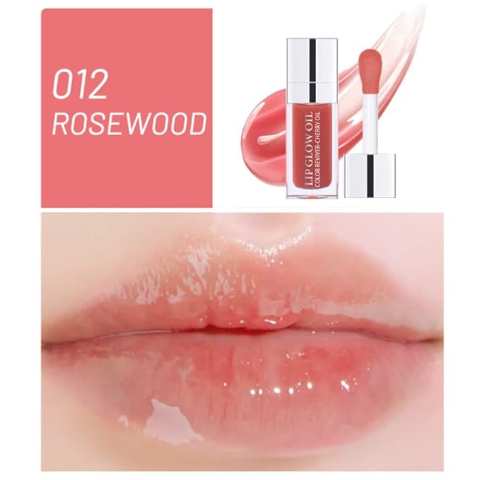 Plumping Lip Oil - Hydrating Lip Oil Plumping Lip Gloss, Crystal Jelly Moisturizing Lip Oil/Polished Lip Oil Lines/Tint Moisturizing Transparent Lip Balm Care Stick (Rosewood)