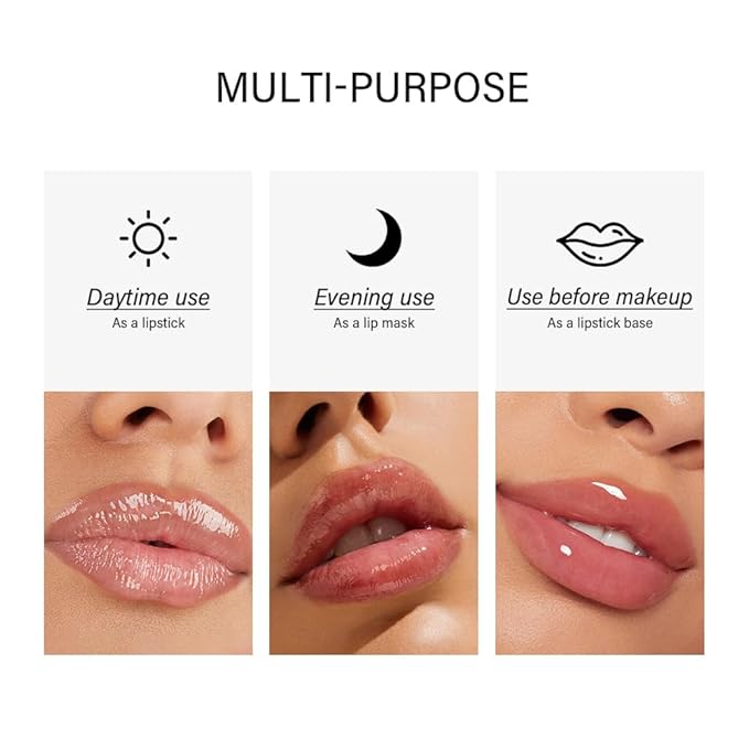 Peptide Lip Treatment Lip Care Gel - Moisturizing Lip Essence Absorption | Nourishing and Hydrating Dry Lips Butter, Organic Plant-Based Balm Lip Oil Essence Lip Gloss Lip Mask (03 Salted Carame)