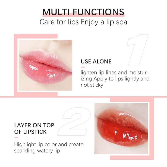 Lip Glow Oil, Care Of Lips, Highlight Lip Color And Lip Oil Hydrating Tinted Lip Balm, Lip Oil Gloss Tinted Hydrating Lip Care Lines Lip Crystal Jelly Moisturizing (012 RoseWood)