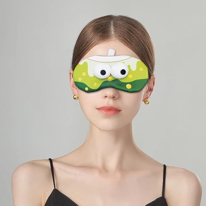 PERFECTSIGHT Sleep Eye Masks, Cute Plush Sleep Eye Cover Lightweight Adjustable Eyeshade Faux Fur Mask Cover for Women Men Sleep Travel Nap, Bubble Tea