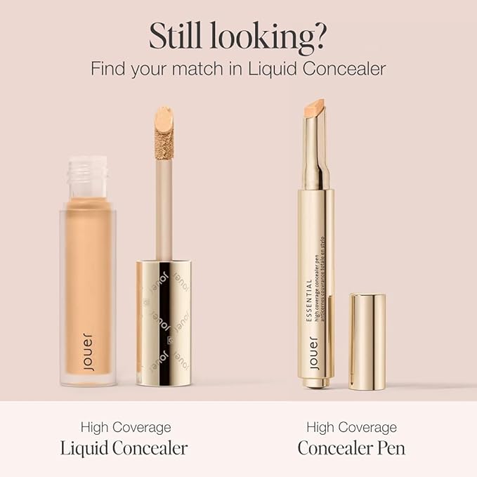 Jouer Essential High Coverage Liquid Concealer - Brightening Concealer - Color Corrector for Under Eye Dark Circles, Spot Coverage, and Eye Primer - Soft Matte Finish, Amber
