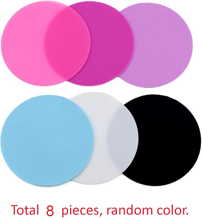 8 Sheets Silicone Round Shape Nail Art Painting Gel Palette Nail Polish Mixing Plate Foundation Lipstick Palette Cosmetic Palette Paint Drawing Color Dish Manicure Nail DIY Tool