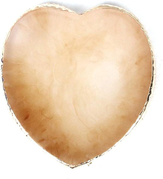 AKOAK 1 Pack Nail Heart Shape Resin Palette Agate Golden Edge Palette Crystal Edge Shooting Prop Palette Works Display Board Tools (Yellow)