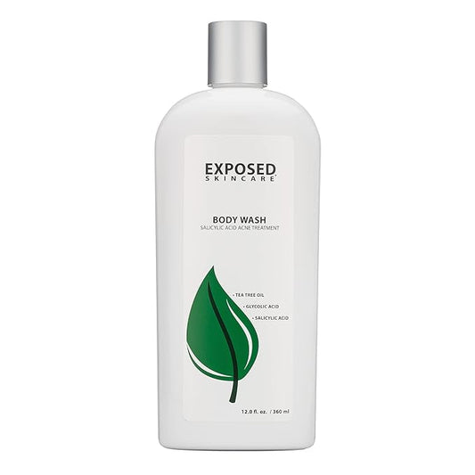 Exposed Skin Care Body Wash - Back and Body Acne Wash with Salicylic Acid and Tea Tree Oil – Exfoliating Bacne Treatment for Clearer, Healthier Skin – Body Cleanser for All Skin Types (12 fl oz)