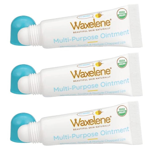 Waxelene Original Lip Tube 3 Piece, Best Lip Balm Ever Organic Calming Multipurpose Ointment Baby Eczema Dry Sensitive Skin Body Hand Face Moisturizer