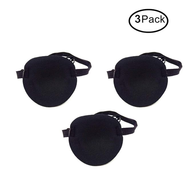 Eye Patch Adult Kid's Adjustable Soft and Comfortable Eye Patch Single Eye Mask for Recovery Eye Amblyopia Halloween Party Decoration 3 Pack