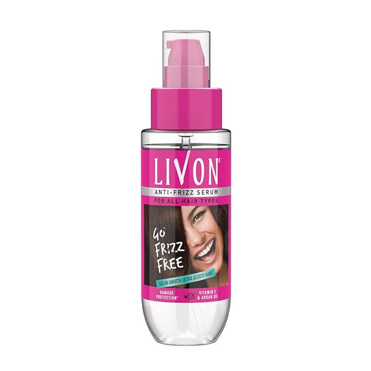 Livon Hair Serum for Men & Women | Frizz-free, stronger and shinier hair | Sulphate & Paraben free| For All Hair Types | Lightweight & Non Greasy | Enriched with Argan Oil & Vitamin E | 3.3 Fl.Oz
