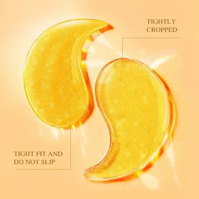 Golden 24K Radiant Under Eye Gel Mask (30 Pairs) Rejuvenating, Hydrating, Moisturizing Therapy for Under Eye Wrinkles, Dark Circles, Puffy Eyes, Refreshing, Revitalizing, Travel