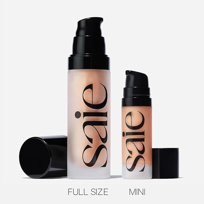 Saie Mini Glowy Super Gel Lightweight Illuminator - Luminizer + Makeup Primer for Glowing Skin - Enriched with Vitamin C + Hydrating Squalane Oil - Wear Alone or Under Makeup - Sunglow (0.5 oz)
