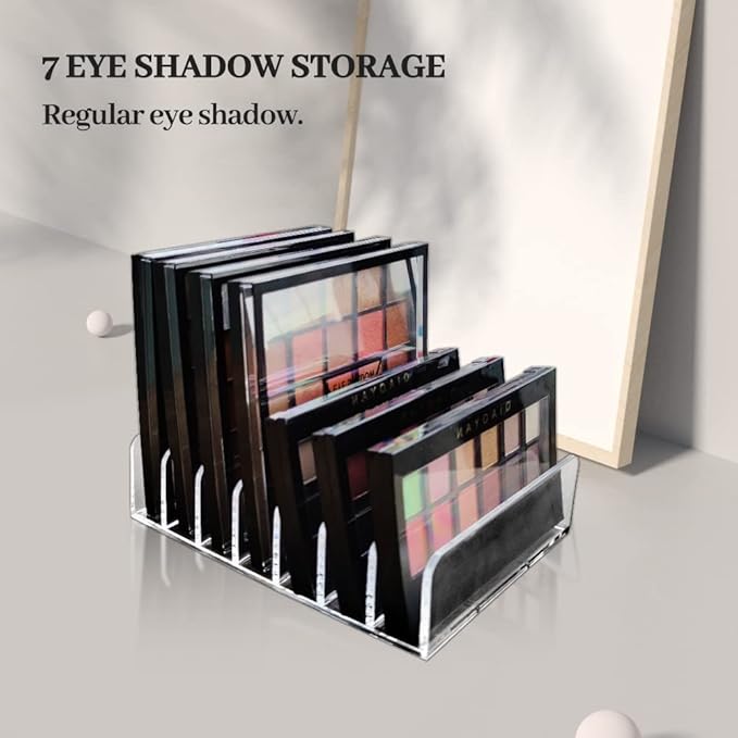 Acrylic Clear Eyeshadow Palette Organizer 7 Sectons Makeup Palette Organizer for Bathroom Countertops,Vanities