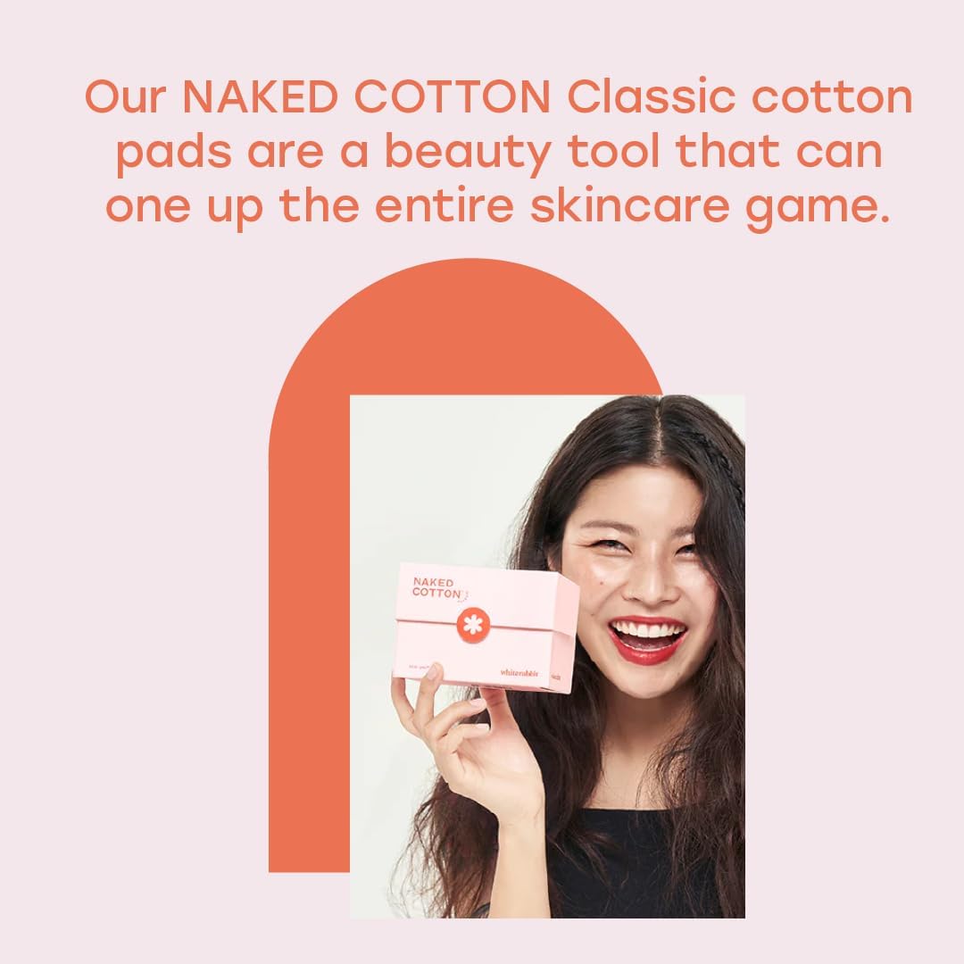 White Rabbit - Naked Cotton Classic - Premium Facial Cotton Pads - for Makeup Remover, Toner, Mask - 100% Cotton, Unbleached, Lint-Free - Extra Soft & Durable - Natural & Cruelty-Free - 100 Count