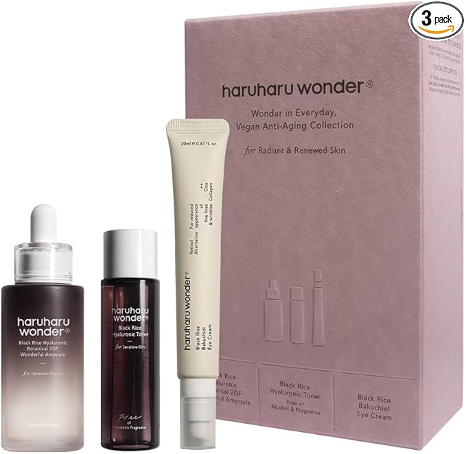 Haruharu Wonder Vegan Well-Aging Collection, Gift Box for Special Day, Suitable for All Skin Types