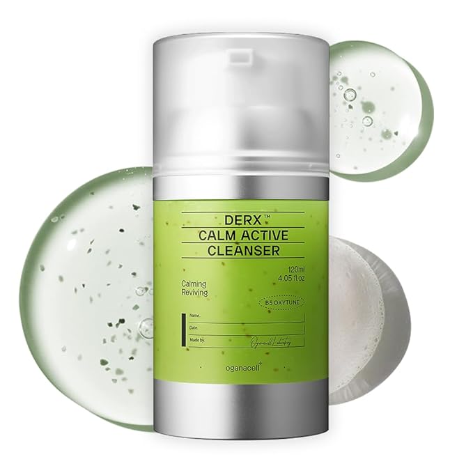 DERX Facial Cleanser for Sensitive & Oily Skin – Calm Cleansing Foam with Plant Tannin, Redness Relief & Oil Control, Oxygen Bubble Technology, Korea Skincare (120ml/4.05 fl.oz.)