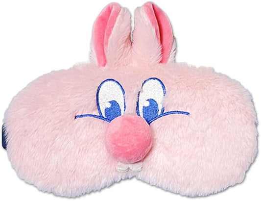 PERFECTSIGHT Bunny Eye Masks, Cute Plush Sleep Eye Cover Lightweight Adjustable Eyeshade Faux Fur Mask Cover for Women Men Sleep Travel Nap, Pink Nose