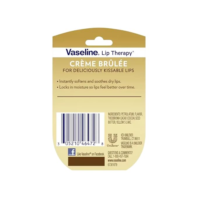 Vaseline Lip Therapy Lip Balm, Creme Brulee 0.25 oz (Pack of 7)