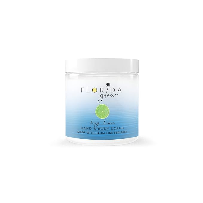 Sea Salt Body Scrub by Florida Suncare - Ocean Salt Body Polish Infused with Marine Algae - Exfoliating Face and Body Scrub - Facial Scrub Exfoliator to Tackle Acne (Key Lime, 3.3 oz)