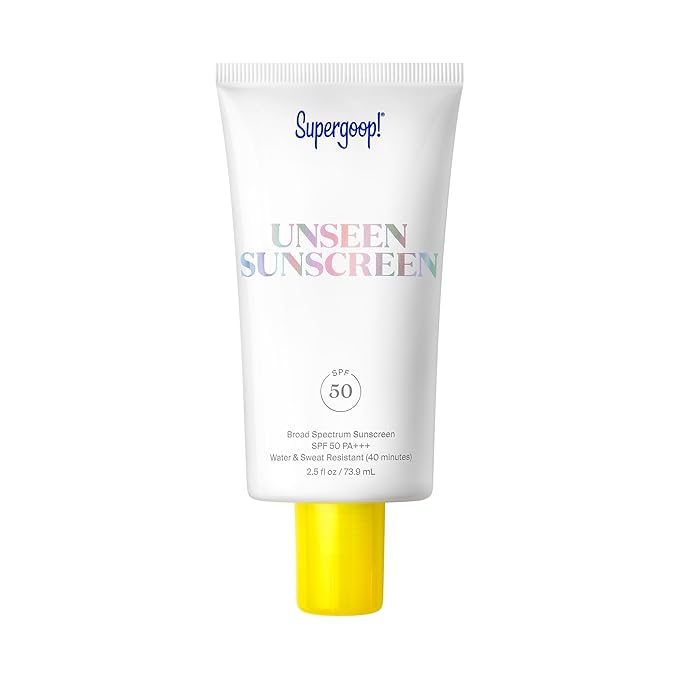 Supergoop! Unseen Clear Face Sunscreen - SPF 50 - Invisible + Broad Spectrum + Makeup-Gripping Primer - Weightless, Scentless, Oil Free - For All Skin Types & Tones - 2.5 fl oz