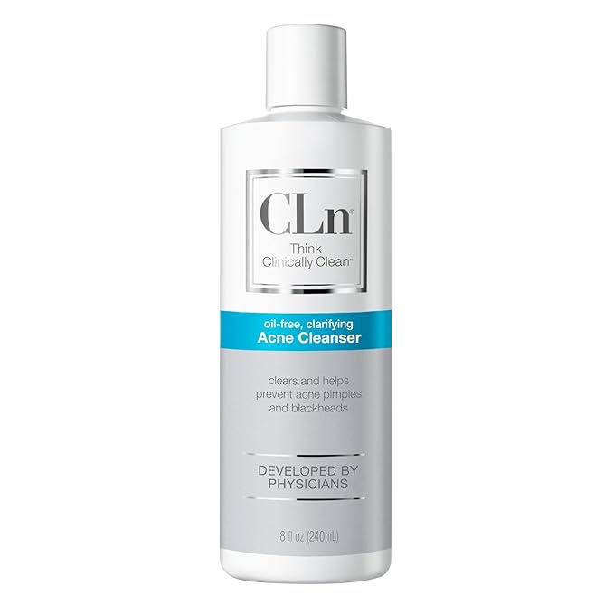 CLn® Acne Cleanser-The Only Cleanser with 0.5% Salicylic Acid Preserved with Sodium Hypochlorite for Clarifying Skin from Blackheads & Breakouts, Oil-Free & Fragrance-Free, 8 fl oz